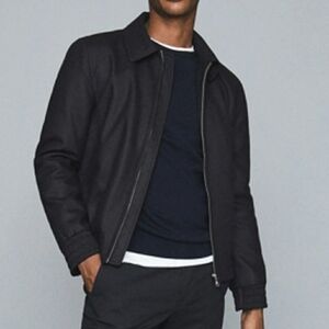 🖤BUY 2 GET 1 FREE REISS MEN'S MOAT WOOL BLOUSON, NAVY, SIZE M